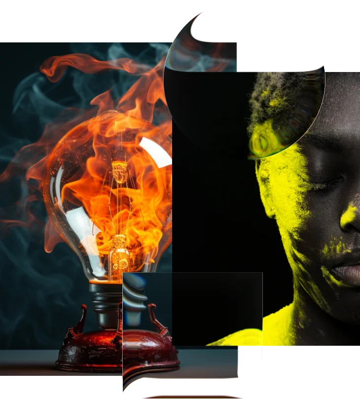 Collage artistique représentant la stratégie de marque